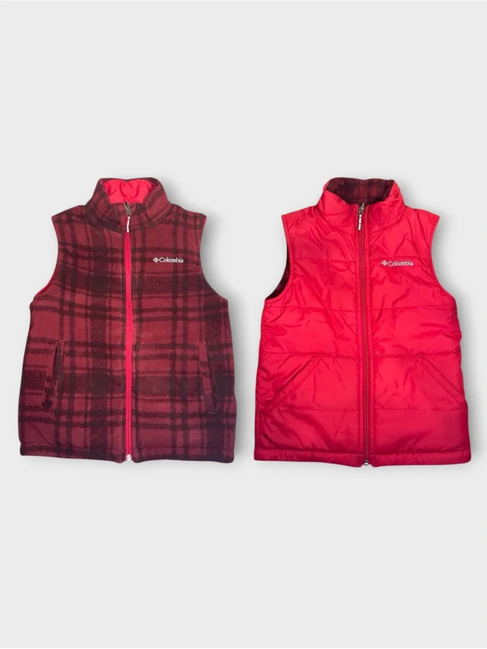 Columbia Red Plaid Reversible Vest